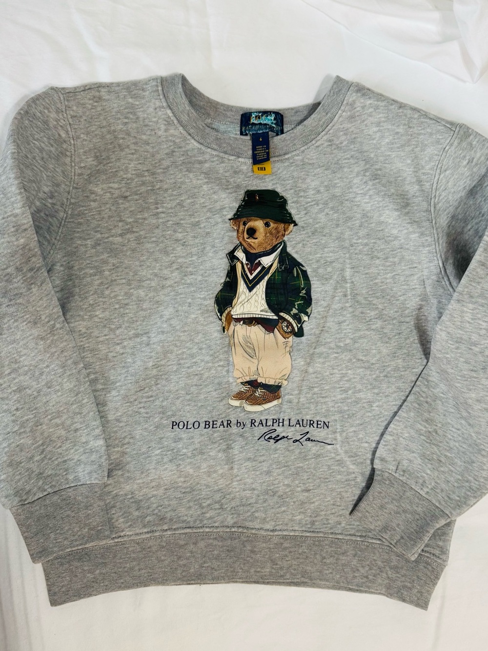 Polo by Ralph Lauren Heather Grey Polo Bear Crewneck Sweatshirt
